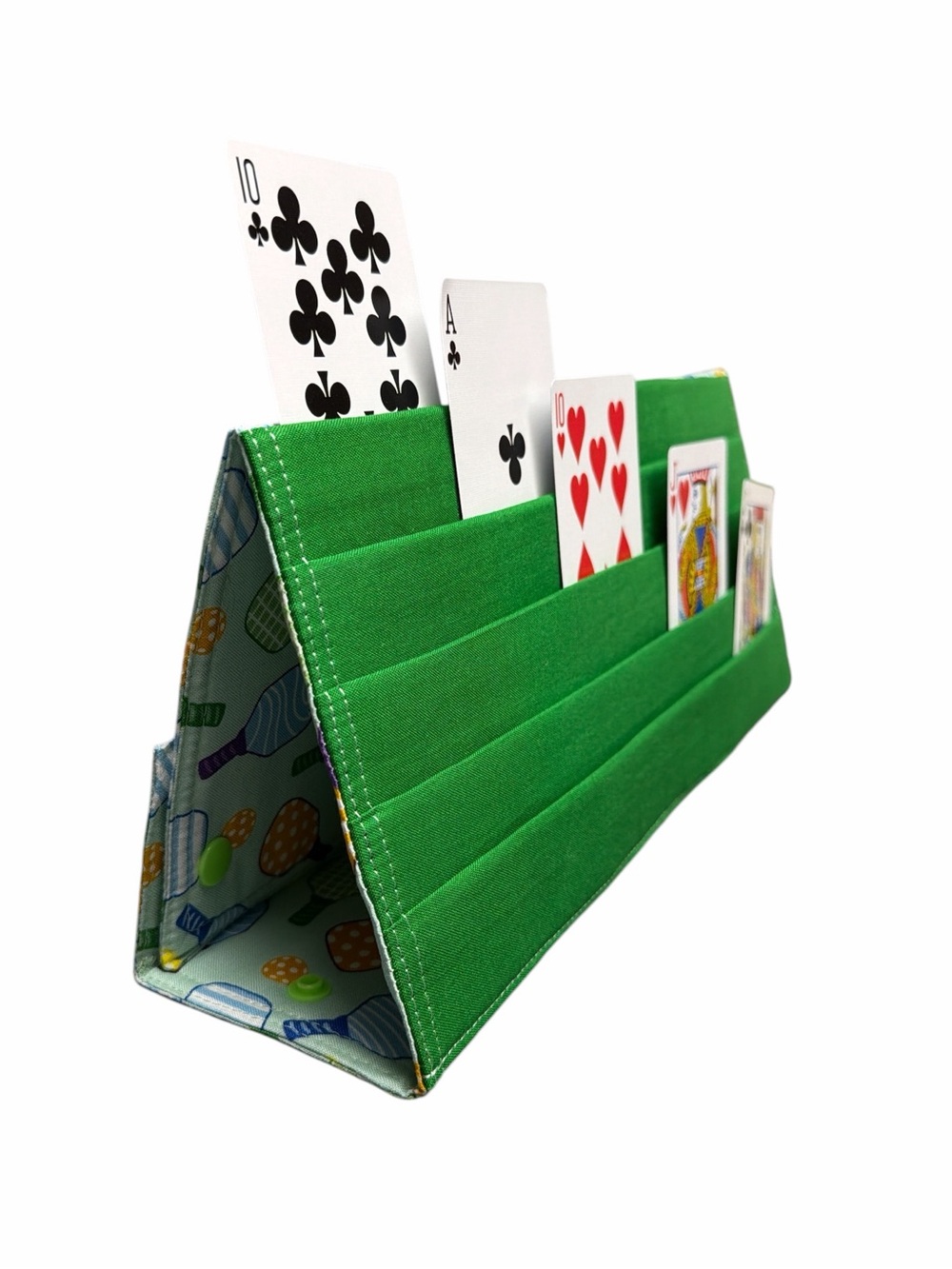 Hand Crafted Fabric Playing Card Holder 5 Pockets with Snap Closure Pickleball